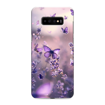 Силиконовый чехол на Samsung Galaxy S10 Plus с принтом бабочки и лаванда