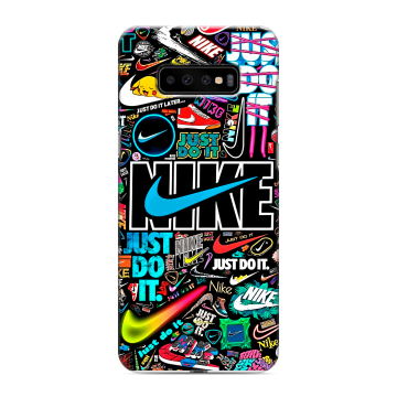 Силиконовый чехол на Samsung Galaxy S10 Plus с принтом найк nike черный