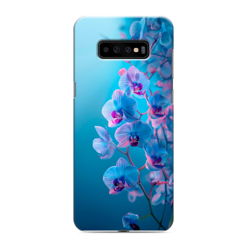 Силиконовый чехол на Samsung Galaxy S10 Plus с принтом голубые орхидеи Силиконовый чехол на Samsung Galaxy S10 Plus с принтом голубые орхидеи