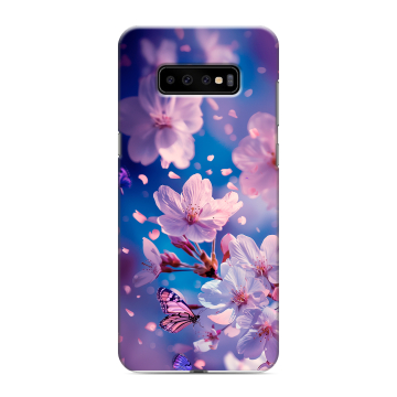 Силиконовый чехол на Samsung Galaxy S10 Plus с принтом цветы бабочки Силиконовый чехол на Samsung Galaxy S10 Plus с принтом цветы бабочки