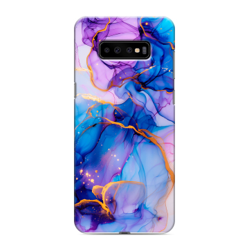 Силиконовый чехол на Samsung Galaxy S10 Plus с принтом синий мрамор Силиконовый чехол на Samsung Galaxy S10 Plus с принтом синий мрамор
