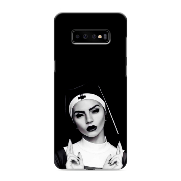 Силиконовый чехол на Samsung Galaxy S10 Plus с принтом монашка Силиконовый чехол на Samsung Galaxy S10 Plus с принтом монашка