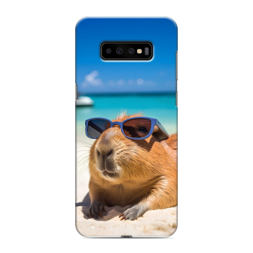 Силиконовый чехол на Samsung Galaxy S10 Plus с принтом Капибара