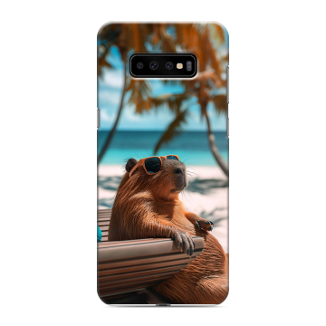 Силиконовый чехол на Samsung Galaxy S10 Plus с принтом Капибара Силиконовый чехол на Samsung Galaxy S10 Plus с принтом Капибара
