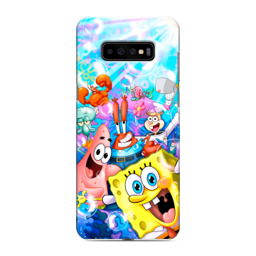 Силиконовый чехол на Samsung Galaxy S10 Plus с принтом спанчбоб спанч боб