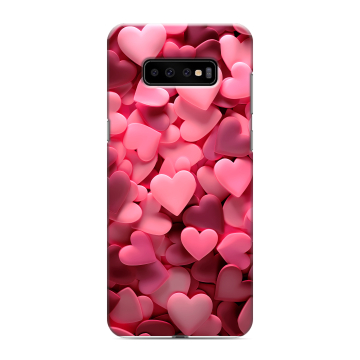 Силиконовый чехол на Samsung Galaxy S10 Plus с принтом розовые сердечки Силиконовый чехол на Samsung Galaxy S10 Plus с принтом розовые сердечки