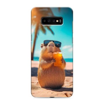 Силиконовый чехол на Samsung Galaxy S10 Plus с принтом Капибара