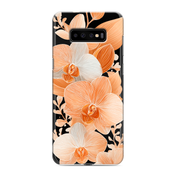 Силиконовый чехол на Samsung Galaxy S10 Plus с принтом Бежевые цветы Силиконовый чехол на Samsung Galaxy S10 Plus с принтом Бежевые цветы