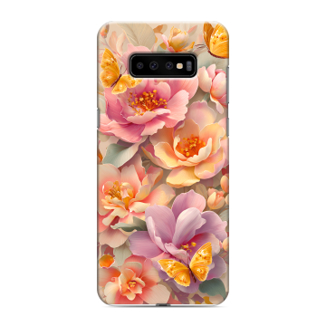 Силиконовый чехол на Samsung Galaxy S10 Plus с принтом Цветы и бабочки Силиконовый чехол на Samsung Galaxy S10 Plus с принтом Цветы и бабочки