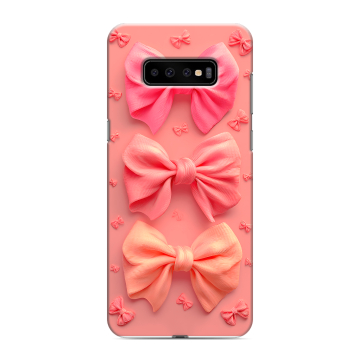 Силиконовый чехол на Samsung Galaxy S10 Plus с принтом Розовые бантики Силиконовый чехол на Samsung Galaxy S10 Plus с принтом Розовые бантики