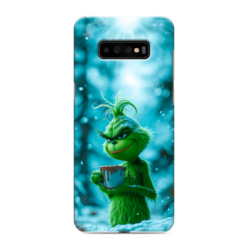 Силиконовый чехол на Samsung Galaxy S10 Plus с принтом Новый год гринч Силиконовый чехол на Samsung Galaxy S10 Plus с принтом Новый год гринч