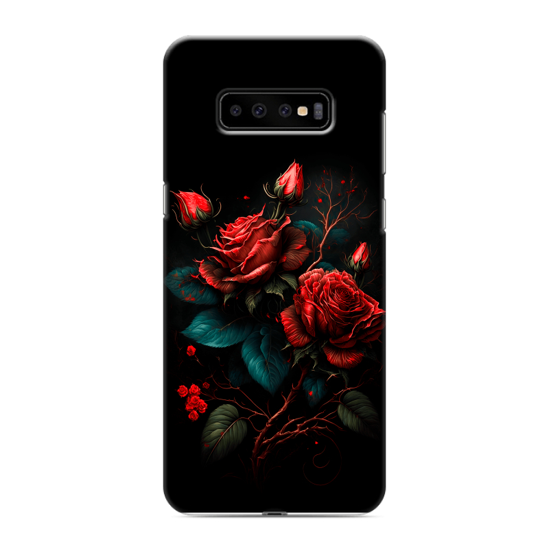 Силиконовый противоударный чехол на Samsung Galaxy S10 Plus с принтом Розы красные Силиконовый противоударный чехол на Samsung Galaxy S10 Plus с принтом Розы красные