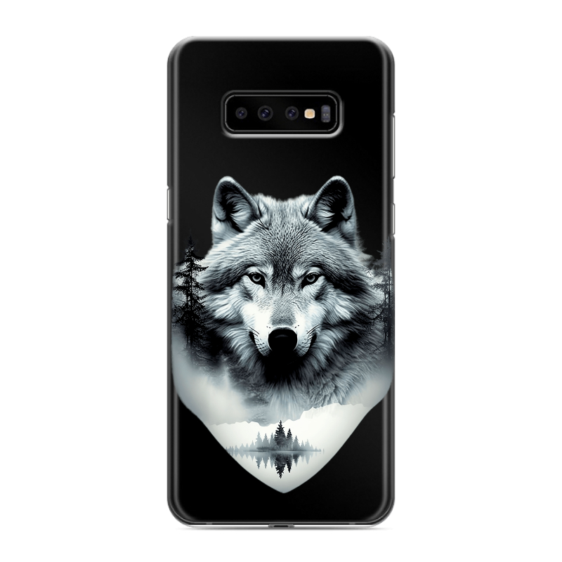 Силиконовый чехол на Samsung Galaxy S10 Plus с принтом Волк в лесу Силиконовый чехол на Samsung Galaxy S10 Plus с принтом Волк в лесу