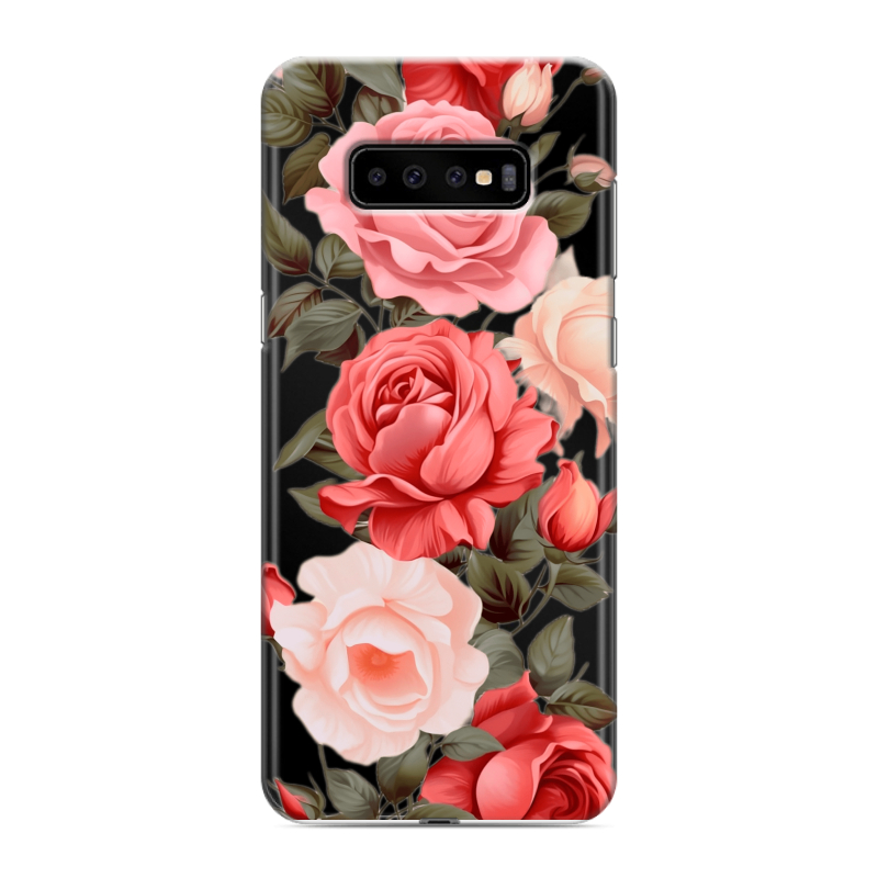 Силиконовый противоударный чехол на Samsung Galaxy S10 Plus с принтом Розы Силиконовый противоударный чехол на Samsung Galaxy S10 Plus с принтом Розы