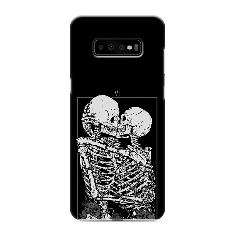 Силиконовый противоударный чехол на Samsung Galaxy S10 Plus с принтом Поцелуй скелетов Силиконовый противоударный чехол на Samsung Galaxy S10 Plus с принтом Поцелуй скелетов