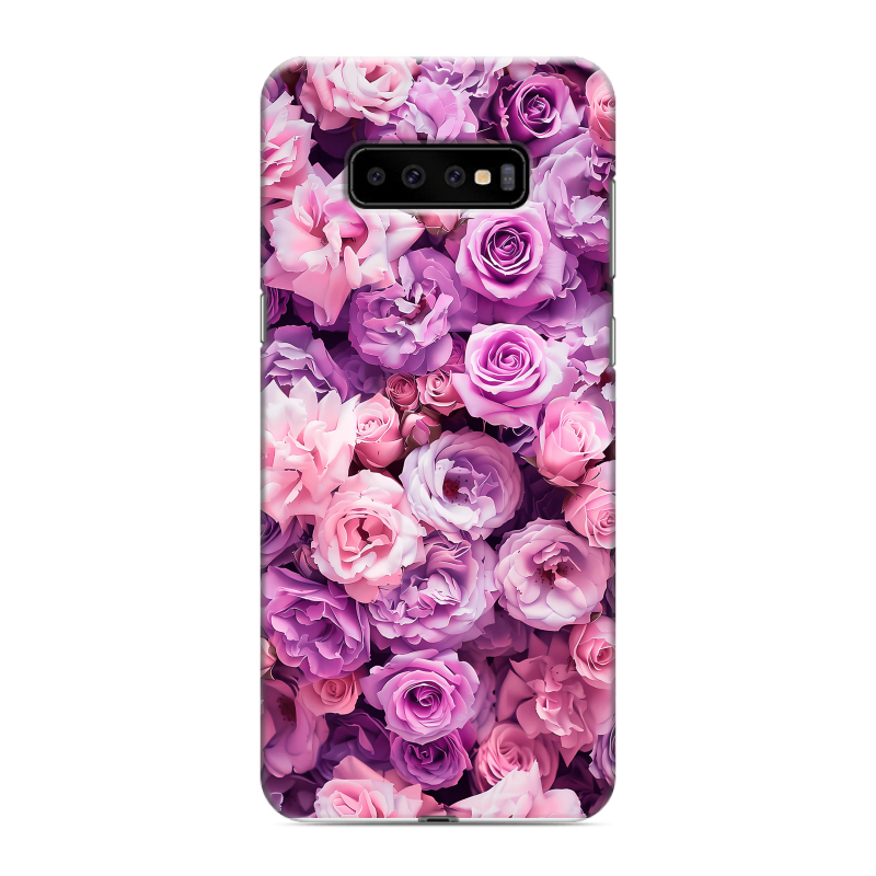 Пластиковый чехол на Samsung Galaxy S10 Plus с принтом лавандовые розы Пластиковый чехол на Samsung Galaxy S10 Plus с принтом лавандовые розы