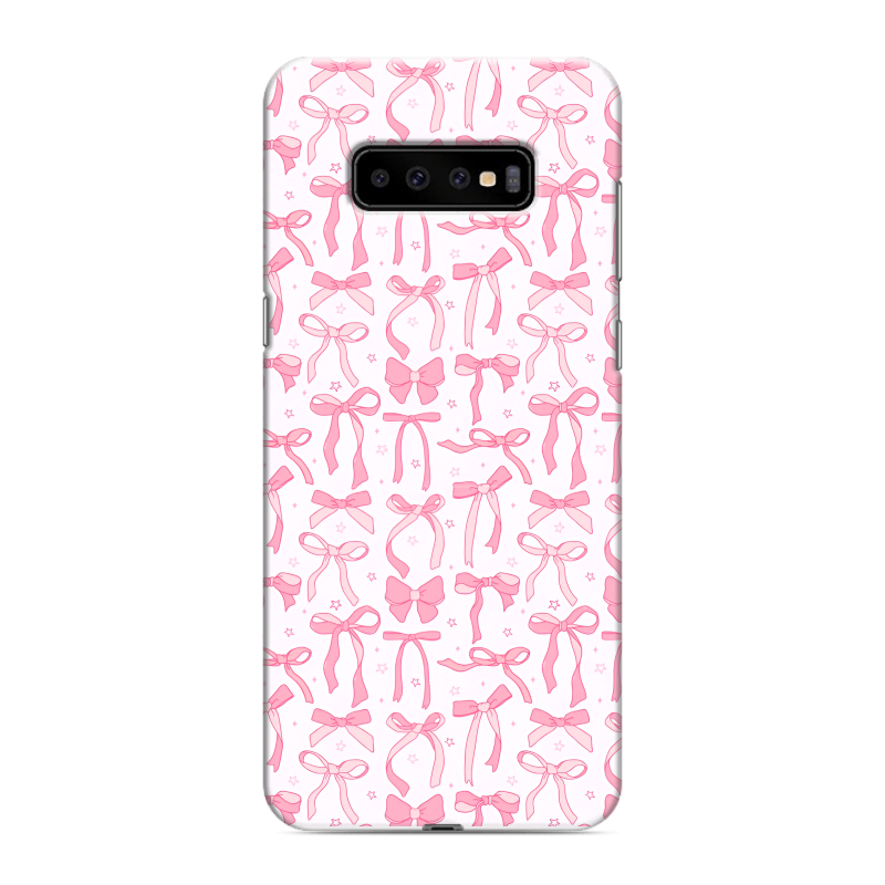 Силиконовый противоударный чехол на Samsung Galaxy S10 Plus с принтом Розовые бантики Силиконовый противоударный чехол на Samsung Galaxy S10 Plus с принтом Розовые бантики