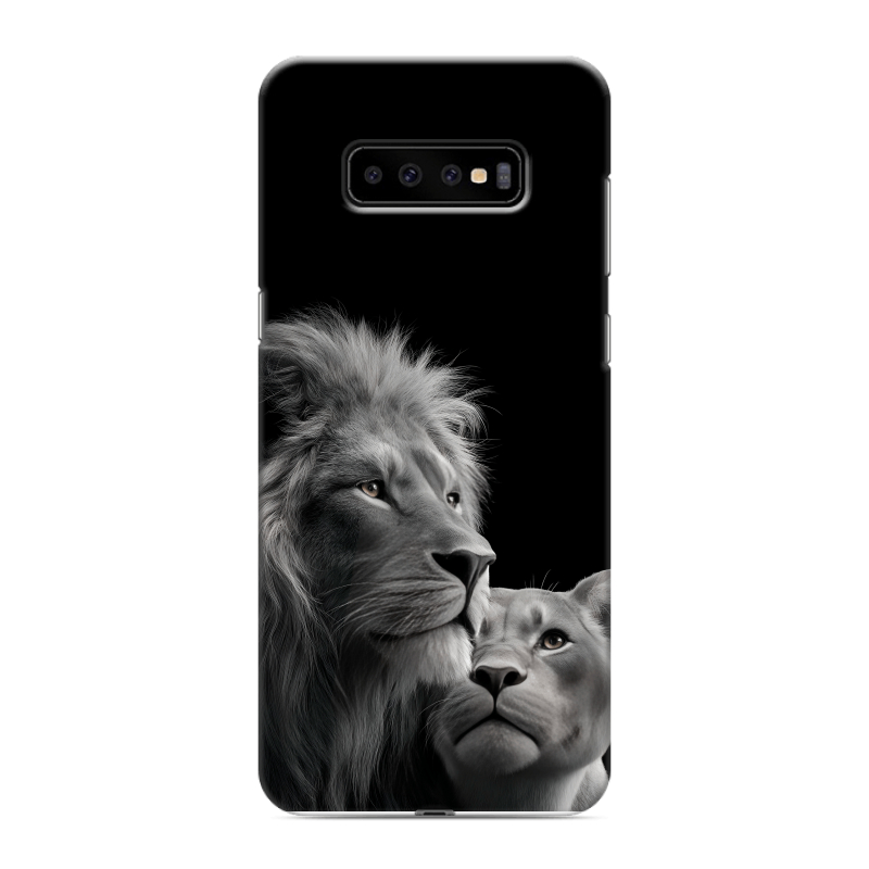 Пластиковый чехол на Samsung Galaxy S10 Plus с принтом Лев кошки Пластиковый чехол на Samsung Galaxy S10 Plus с принтом Лев кошки
