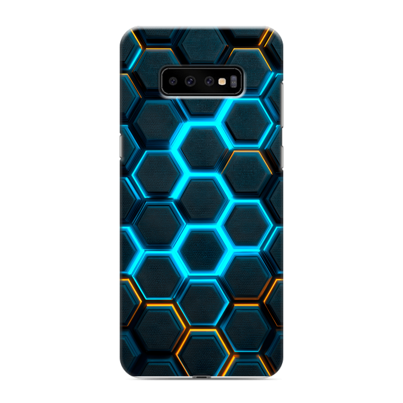 Силиконовый противоударный чехол на Samsung Galaxy S10 Plus с принтом Неоновые соты Силиконовый противоударный чехол на Samsung Galaxy S10 Plus с принтом Неоновые соты