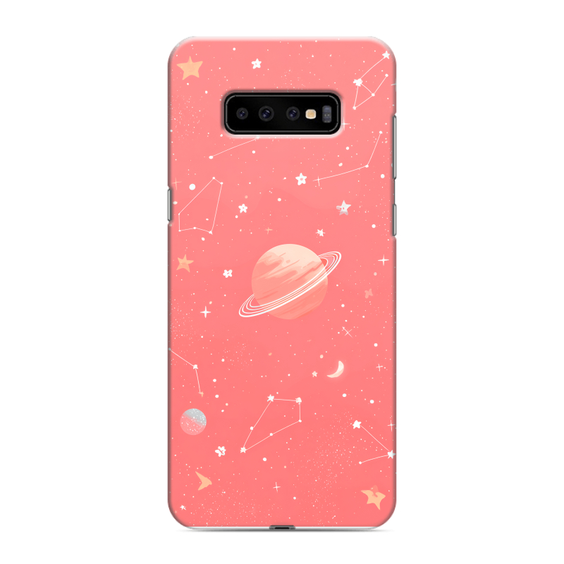 Силиконовый противоударный чехол на Samsung Galaxy S10 Plus с принтом Розовый космос Силиконовый противоударный чехол на Samsung Galaxy S10 Plus с принтом Розовый космос