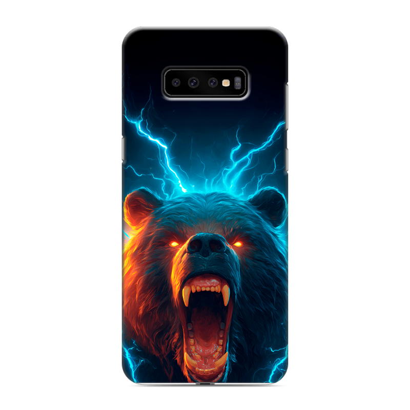 Силиконовый противоударный чехол на Samsung Galaxy S10 Plus с принтом Медведь Силиконовый противоударный чехол на Samsung Galaxy S10 Plus с принтом Медведь