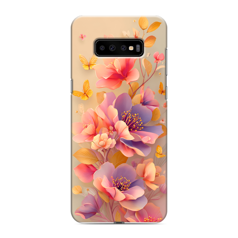 Силиконовый чехол на Samsung Galaxy S10 Plus с принтом Цветы и бабочки Силиконовый чехол на Samsung Galaxy S10 Plus с принтом Цветы и бабочки