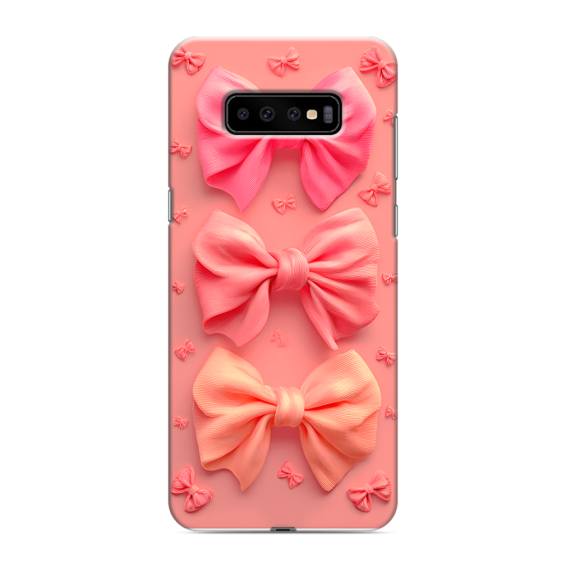Силиконовый противоударный чехол на Samsung Galaxy S10 Plus с принтом Розовые бантики Силиконовый противоударный чехол на Samsung Galaxy S10 Plus с принтом Розовые бантики
