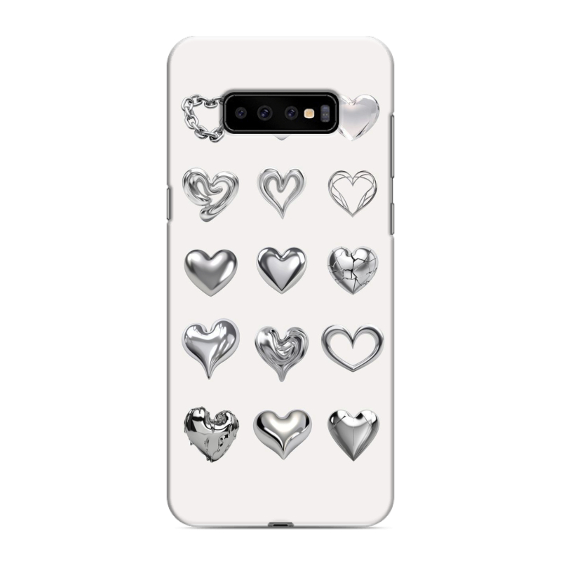 Пластиковый чехол на Samsung Galaxy S10 Plus с принтом Y2K сердечки Пластиковый чехол на Samsung Galaxy S10 Plus с принтом Y2K сердечки
