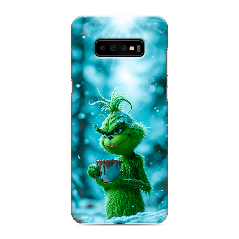 Силиконовый чехол на Samsung Galaxy S10 Plus с принтом Новый год гринч Силиконовый чехол на Samsung Galaxy S10 Plus с принтом Новый год гринч