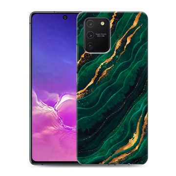 Силиконовый чехол на Samsung Galaxy S10 Lite с принтом Мрамор зеленое золото
