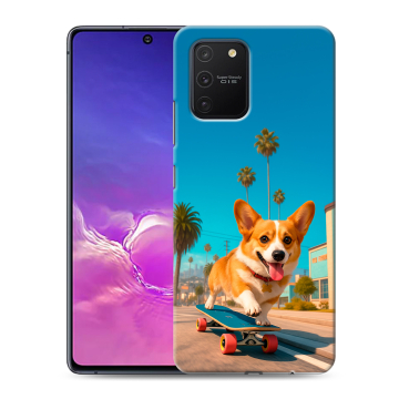 Силиконовый чехол на Samsung Galaxy S10 Lite с принтом Корги на скейте Силиконовый чехол на Samsung Galaxy S10 Lite с принтом Корги на скейте