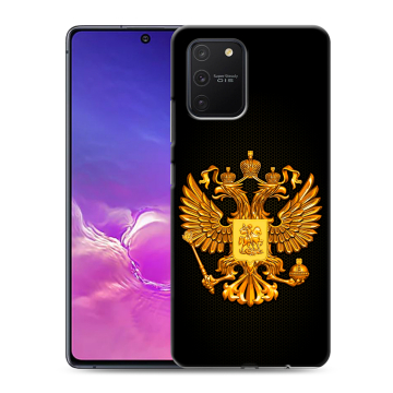 Силиконовый чехол на Samsung Galaxy S10 Lite с принтом Герб России желтый Силиконовый чехол на Samsung Galaxy S10 Lite с принтом Герб России желтый