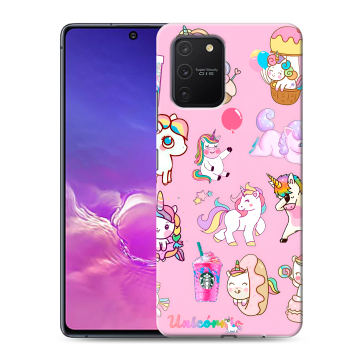 Силиконовый чехол на Samsung Galaxy S10 Lite с принтом розовые единороги Силиконовый чехол на Samsung Galaxy S10 Lite с принтом розовые единороги