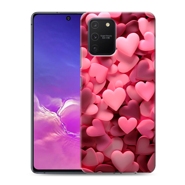 Силиконовый чехол на Samsung Galaxy S10 Lite с принтом розовые сердечки Силиконовый чехол на Samsung Galaxy S10 Lite с принтом розовые сердечки