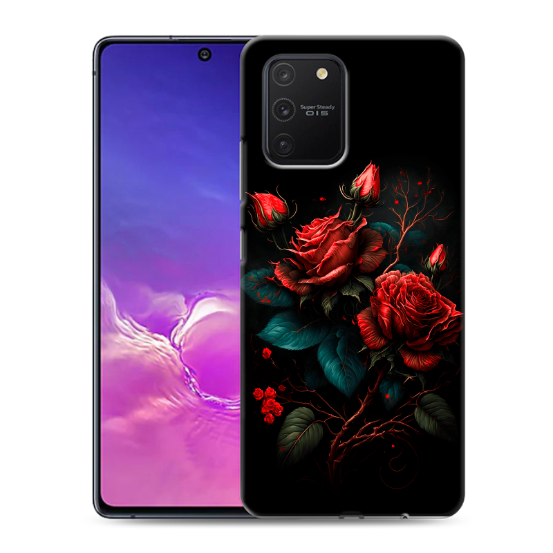 Силиконовый противоударный чехол на Samsung Galaxy S10 Lite с принтом Розы красные Силиконовый противоударный чехол на Samsung Galaxy S10 Lite с принтом Розы красные
