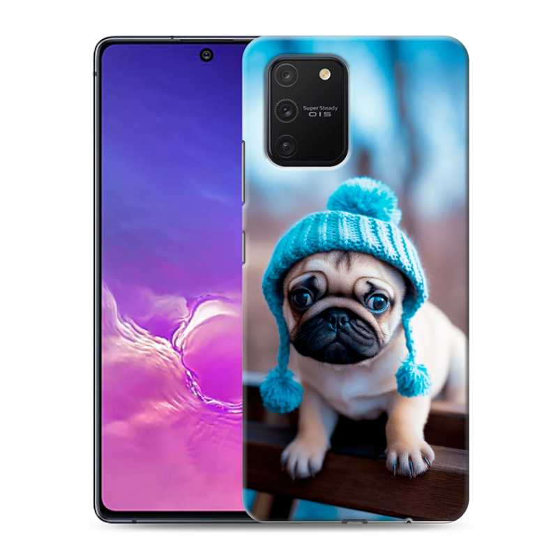 Пластиковый чехол на Samsung Galaxy S10 Lite с принтом Мопс в шапке Пластиковый чехол на Samsung Galaxy S10 Lite с принтом Мопс в шапке