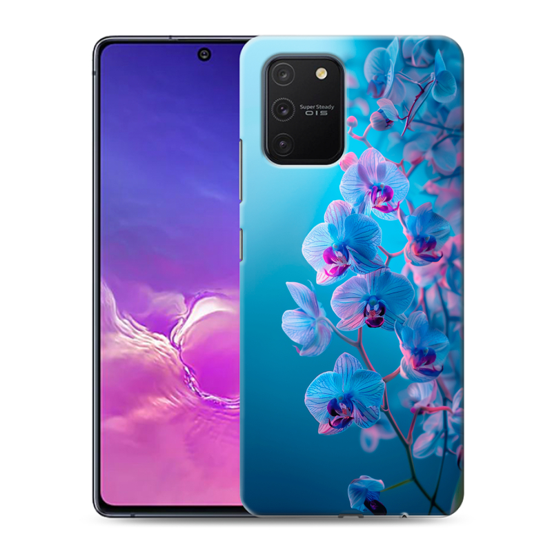 Пластиковый чехол на Samsung Galaxy S10 Lite с принтом голубые орхидеи Пластиковый чехол на Samsung Galaxy S10 Lite с принтом голубые орхидеи