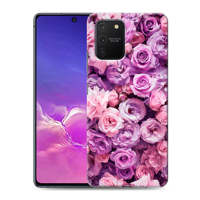 Силиконовый противоударный чехол на Samsung Galaxy S10 Lite с принтом лавандовые розы Силиконовый противоударный чехол на Samsung Galaxy S10 Lite с принтом лавандовые розы