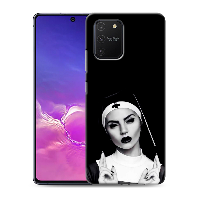 Пластиковый чехол на Samsung Galaxy S10 Lite с принтом монашка Пластиковый чехол на Samsung Galaxy S10 Lite с принтом монашка