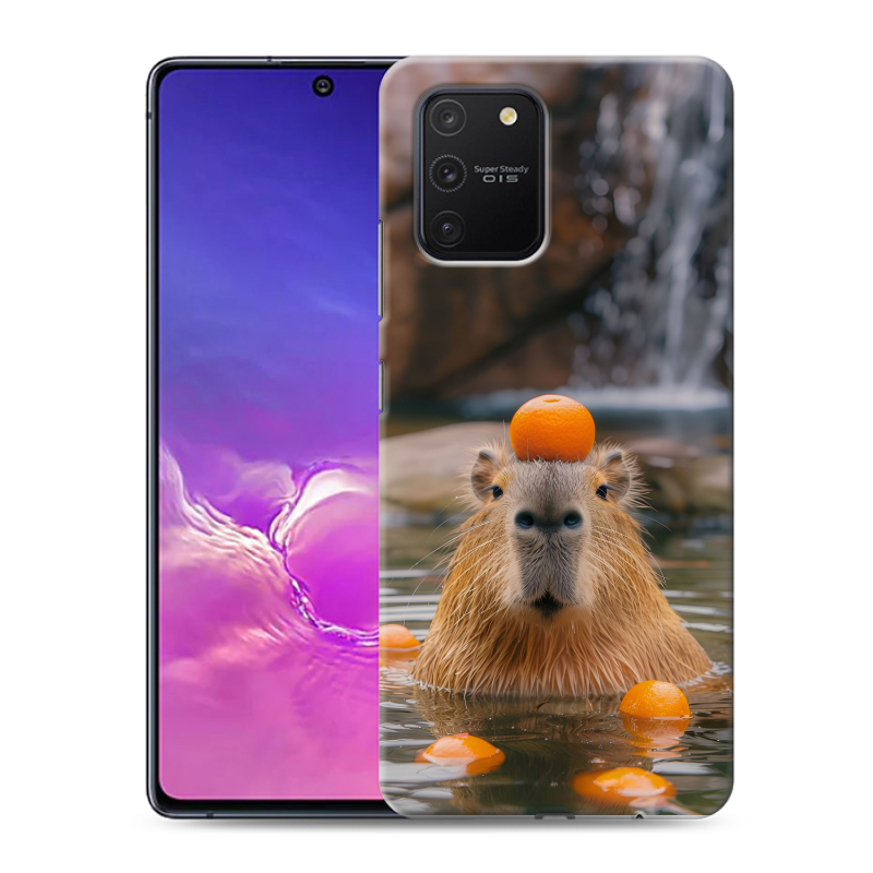 Силиконовый чехол на Samsung Galaxy S10 Lite с принтом Капибара с апельсином Силиконовый чехол на Samsung Galaxy S10 Lite с принтом Капибара с апельсином