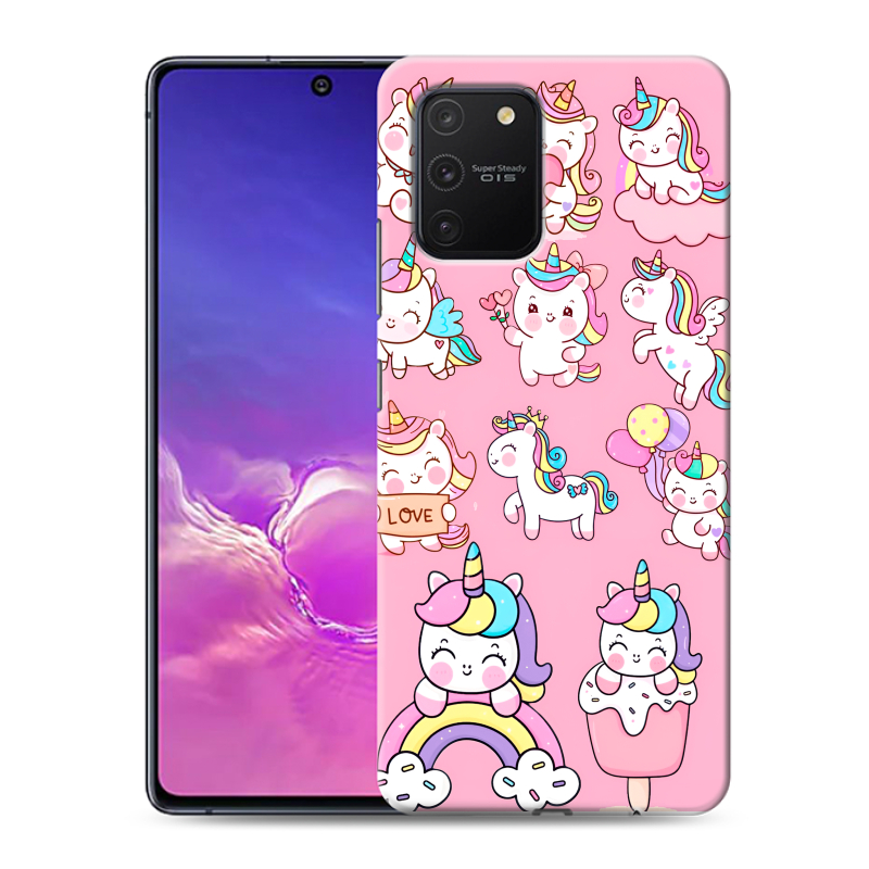 Силиконовый чехол на Samsung Galaxy S10 Lite с принтом Единороги и радуга Силиконовый чехол на Samsung Galaxy S10 Lite с принтом Единороги и радуга