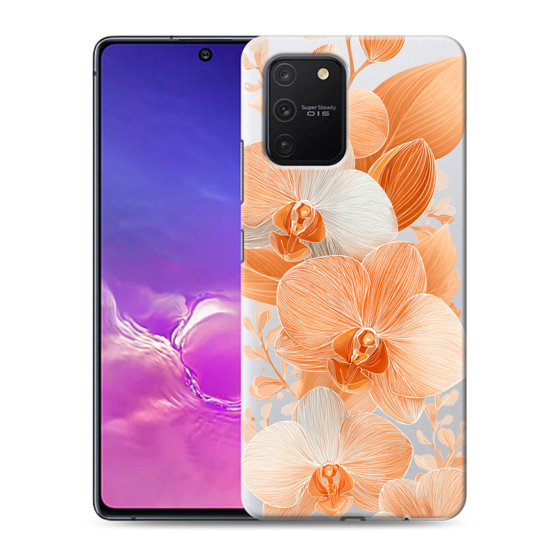 Силиконовый противоударный чехол на Samsung Galaxy S10 Lite с принтом Бежевые цветы Силиконовый противоударный чехол на Samsung Galaxy S10 Lite с принтом Бежевые цветы
