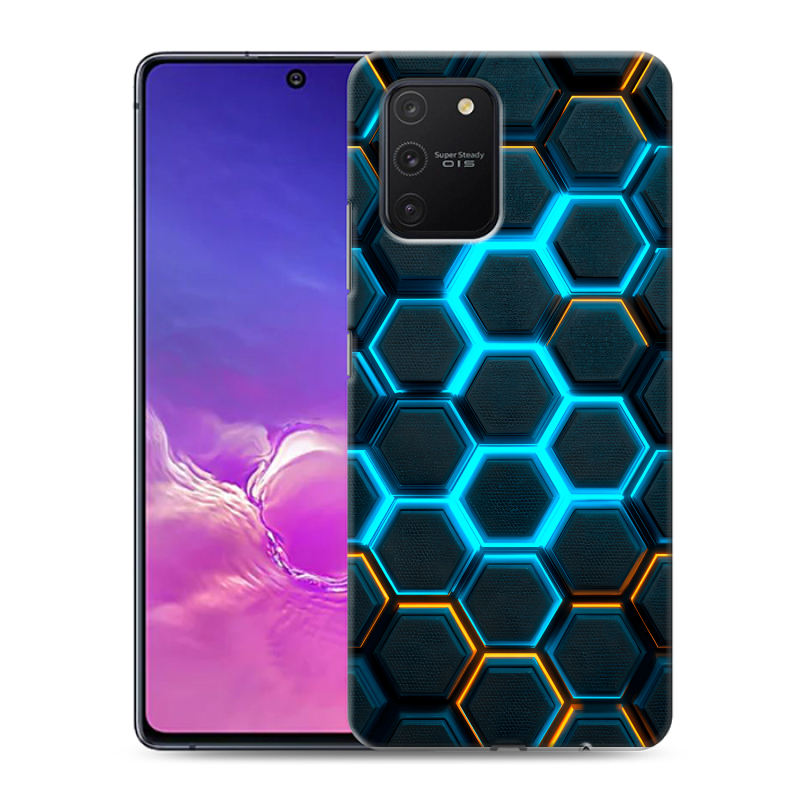 Пластиковый чехол на Samsung Galaxy S10 Lite с принтом Неоновые соты Пластиковый чехол на Samsung Galaxy S10 Lite с принтом Неоновые соты