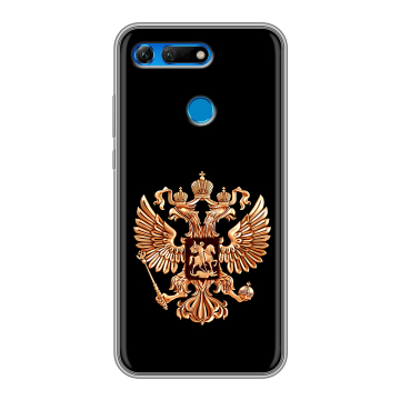 Силиконовый противоударный чехол на Huawei Honor View 20 с принтом Герб России золотой Силиконовый противоударный чехол на Huawei Honor View 20 с принтом Герб России золотой