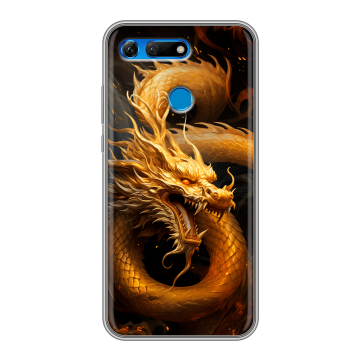 Силиконовый противоударный чехол на Huawei Honor View 20 с принтом Золотой дракон Силиконовый противоударный чехол на Huawei Honor View 20 с принтом Золотой дракон