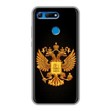 Силиконовый противоударный чехол на Huawei Honor View 20 с принтом Герб России желтый Силиконовый противоударный чехол на Huawei Honor View 20 с принтом Герб России желтый
