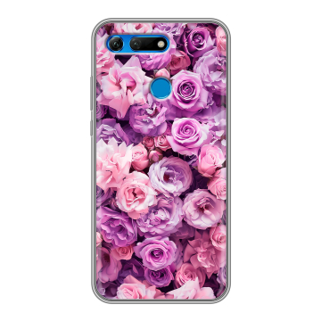Силиконовый противоударный чехол на Huawei Honor View 20 с принтом лавандовые розы