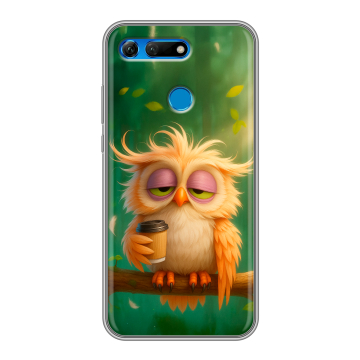 Силиконовый противоударный чехол на Huawei Honor View 20 с принтом сова Силиконовый противоударный чехол на Huawei Honor View 20 с принтом сова