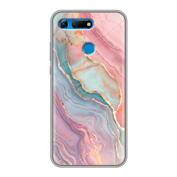 Силиконовый противоударный чехол на Huawei Honor View 20 с принтом розовый мрамор Силиконовый противоударный чехол на Huawei Honor View 20 с принтом розовый мрамор