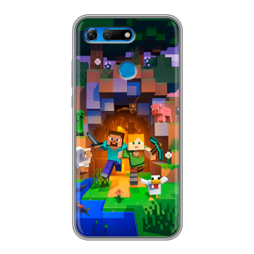 Силиконовый противоударный чехол на Huawei Honor View 20 с принтом Майнкрафт Minecraft Силиконовый противоударный чехол на Huawei Honor View 20 с принтом Майнкрафт Minecraft